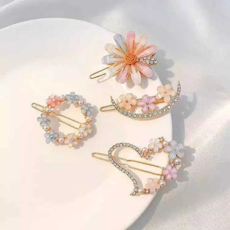 4 Pcs Hair Pins, Handmade Hair Accessories Rhinestone and Pearl Hair Clips
