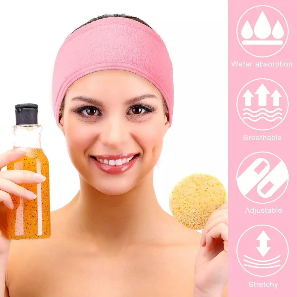 Elegant Spa Facial Headband (set of 3 pieces, white, pink, and black)