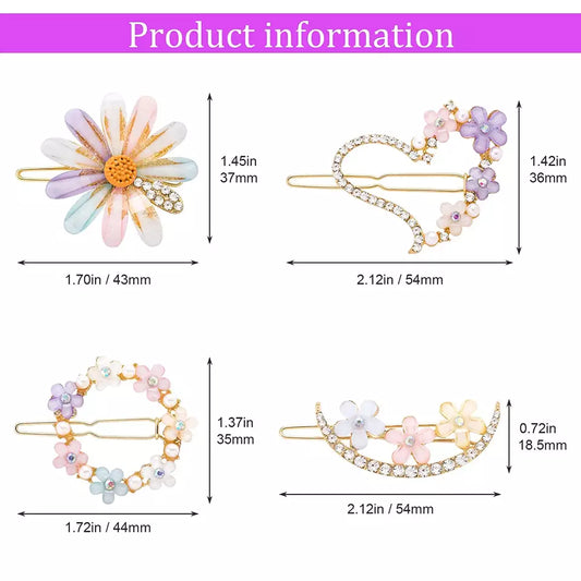 4 Pcs Hair Pins, Handmade Hair Accessories Rhinestone and Pearl Hair Clips