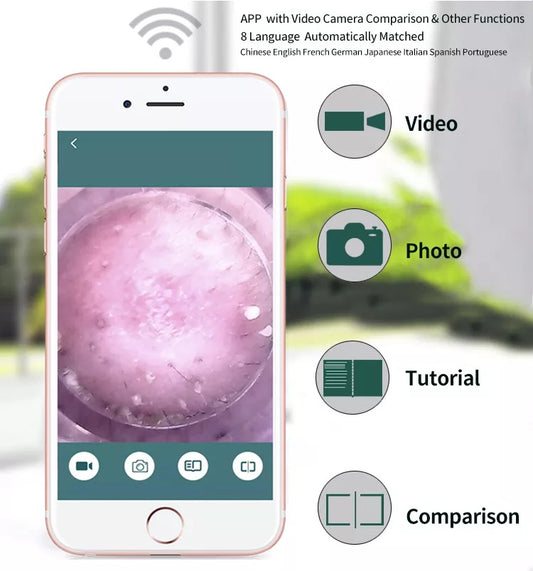 New WiFi Pore Cleanser with 5MP HD CAMERA, Acne Pimple Extractor Vacuum Visual 4 Head Facial Blackhead Acne Remover, Grease Pore Cleaning Machine, USB Rechargeable Blackhead removal tool for iPhone, Android, PC White