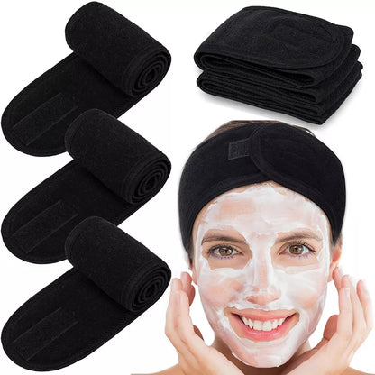 Elegant Spa Facial Headband (set of 3 pieces, white, pink, and black)