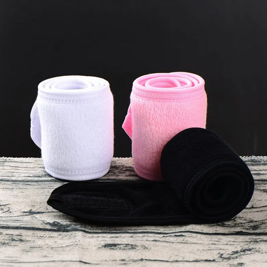 Elegant Spa Facial Headband (set of 3 pieces, white, pink, and black)