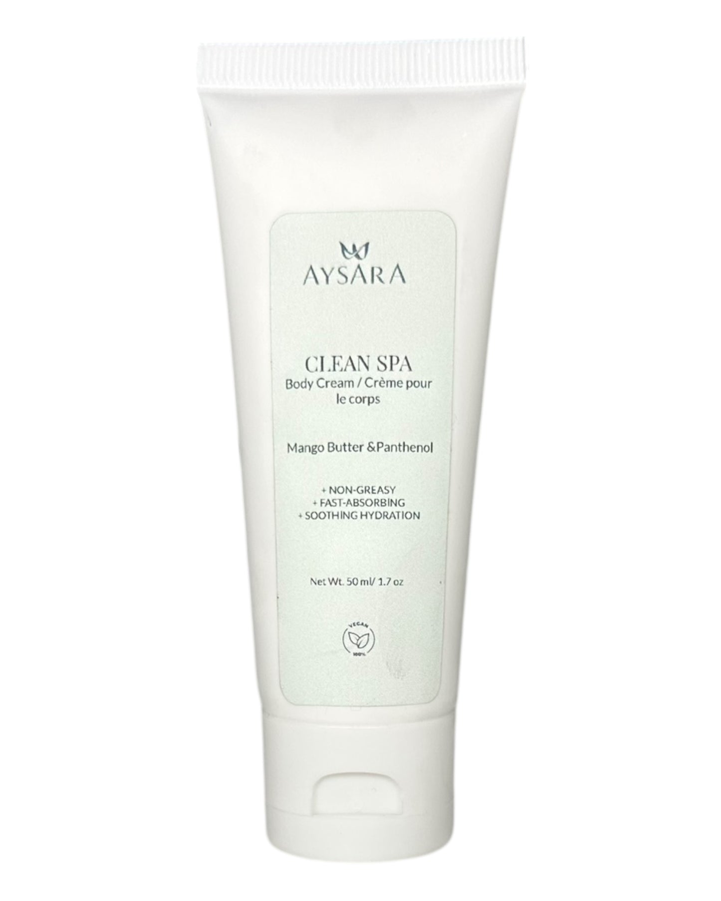 Aysara Light & Fresh Clean Spa Body Cream in a jar, featuring a fluffy, fast-absorbing texture with Mango Butter and Pro-Vitamin B5 for deep hydration